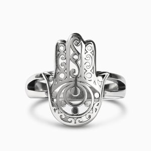 Jeulia "Jali Hamsa" Hand Sterling Silver Ring