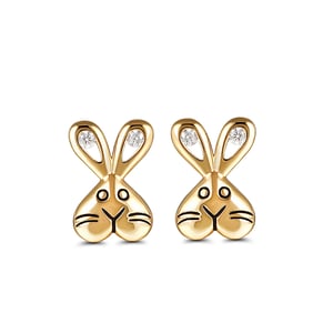 Jeulia "Adorable Bunny" Sterling Silver Children's Earrings