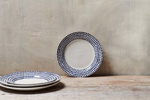 nkuku Indigo Drop Side Plate | Tableware | One Size | Cream & Indigo