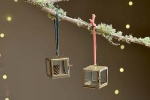 nkuku Tiny Kiko Box Decorations Set Of 2 | Christmas Decorations | Antique Brass | 4.5 cm