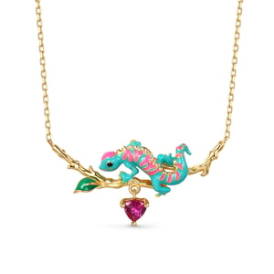 Jeulia "Sensitive Soul" Chameleon Enamel Sterling Silver Necklace
