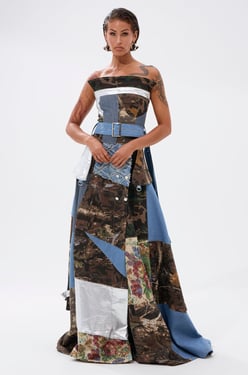 AKIRA Strapless Trench Maxi Dress With Patchwork Detail | Size XL