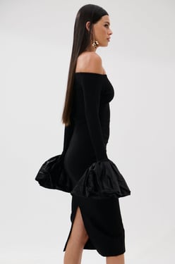 AKIRA Class With A Little Bit Of Sass Midi Dress | Black | Size 1X