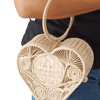 Heart-Shaped Handwoven Iraca Purse - Solid Color / Red