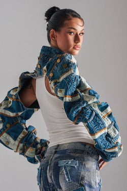 AKIRA Stacked Up Denim Bolero | Size 1X/2X