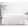 Gathered White Linen Queen Bed Skirt