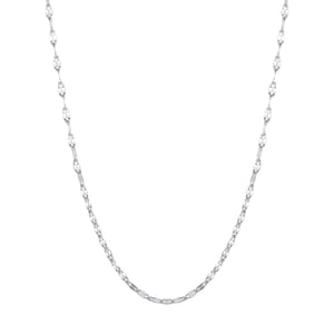 Flattened Rolo Chain Necklace Silver