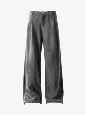 Retro Wool Blend Pleated Baggy Trousers - Gray / 2XL