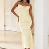 Keep Shining Satin Midi Dress Yellow