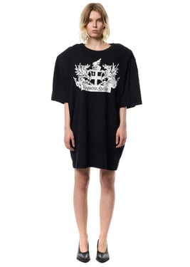 SHOULDER PAD TALL TEE WITH CREST - L