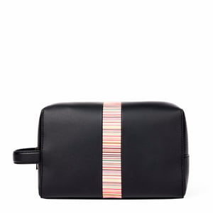 Paul Smith Leather Signature Stripe Wash Bag Black