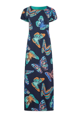 Weird Fish Mirren Organic Cotton Printed Maxi Dress Dark Blue Size 8