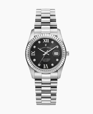 Inspiration Roman II 34mm Three-hands Date Silver-tone Black dial Stainless steel swiss watch - 34 mm