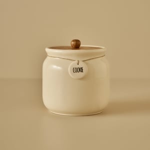 Ceramic Jar with Acacia Lid - Cookie Jar