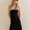 Black Crochet Trim Midi Dress