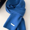 100% Wool Solid-Color Woven Scarf - Sky Blue / One Size