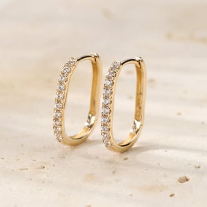 Illuminated Oval Huggie Earrings 14K Gold