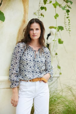 Esme Top in Sapphire Vines