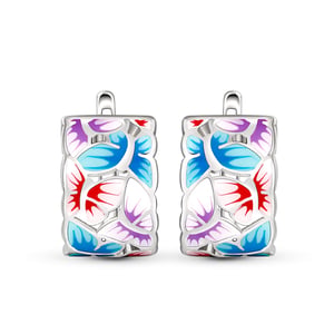 Jeulia Dreamy Garden "Flying to You" Enamel Sterling Silver Earrings