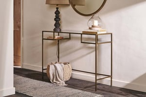 nkuku Nakuru Iron & Glass Console Table | Tables | One Size | Brass