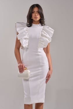 AKIRA Truth Be Told Midi Dress | White | Size 2X