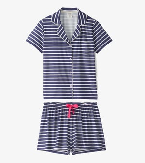 Women's Nautical Stripes Polyknit Short Pajama Set