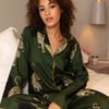Olive Womens Leopard Print Wide Leg Pyjama Set - 8