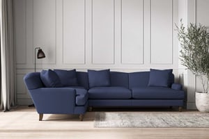 nkuku Deni Left Hand Corner Sofa | Make To Order | Grand | Recycled Cotton Navy