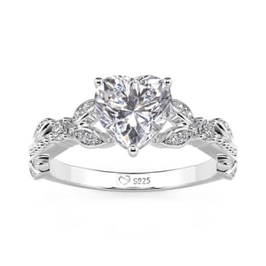Jeulia Fine Vine Heart Engagement Ring Sterling Sliver
