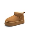 DREAM PAIRS Women   s Wide Toe Platform Mini Snow Boots
