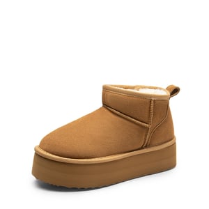 DREAM PAIRS Women   s Wide Toe Platform Mini Snow Boots