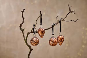 nkuku Jalshara Baubles Set Of 4 | Christmas Decorations | Antique Copper