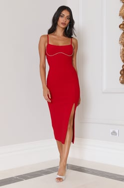 Szn To Party Midi Dress Red