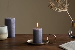 nkuku Rustic Soy Blend Mini Pillar Candle | Candles & Home Fragrance | Charcoal | Mini 8 x 7 cm