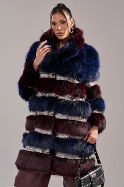 AKIRA Ego Paneled Faux Fur Coat | Size Large/XL