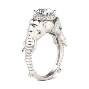 Jeulia Halo Round Cut Sterling Silver Elephant Ring