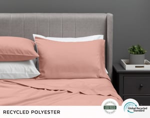 QE Home Recycled Polyester Sheet Set in Misty Rose, Pink, Queen