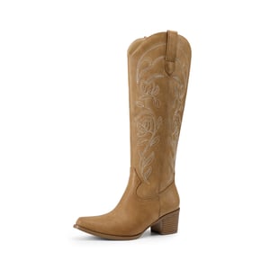 DREAM PAIRS Comfort Square toe Knee high Cowboy Boots