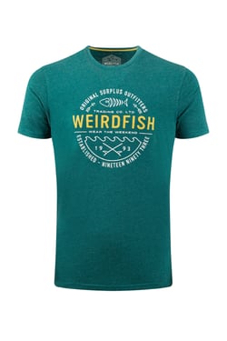 Weird Fish Waves Front Print Graphic T-Shirt Forest Green Size M