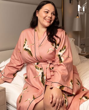 Bonnie Womens Crane Bird Print Long Dressing Gown - 10
