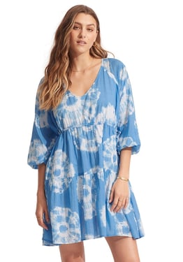 Tie Dye Tier Kaftan Azure - L
