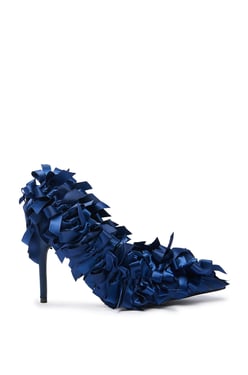 AKIRA Azalea Wang Lylio Navy Bow Embellished Pump Shoes | Size 11