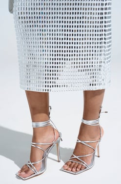 AKIRA Azalea Wang Laura Silver Stiletto Sandal | Size 9
