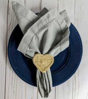 Heart Handwoven Iraca Napkin Ring - Natural