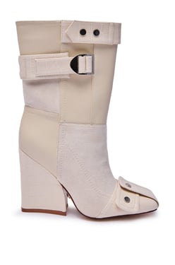 AKIRA Azalea Wang Allona Bone Chunky Square Toe Boot | Size 11