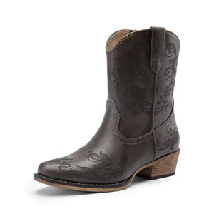DREAM PAIRS Cuban Heel Cowgirl Ankle Boots
