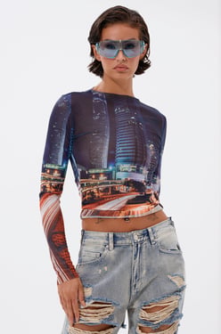 AKIRA City Lover Mesh Long Sleeve | Black | Size 2X