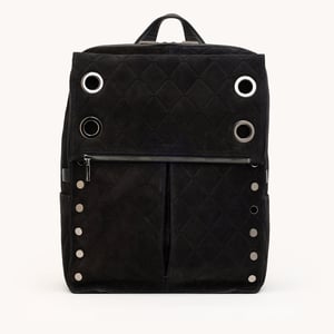 Hammitt Montana Backpack Noir Diamond Suede Gunmetal XL