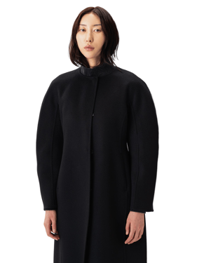 Women's Oval-Sleeve Cashmere Coat - Luxury Winter Coat - L-XL / Black / WC0135-1481