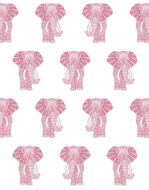 Raja The Elephant' Wallpaper by Wallshoppe - Rose - Traditional / 27 in. x 27 ft.